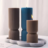 Vertical Stripe Silicone Vela Molde, DIY Geométrica Cilíndrica Vela Perfumada, Gesso Derramando Resina Molde, Mesa Home Decor, Novo