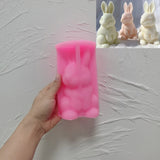 Molde de vela de silicone coelho dourado, dois designs, coelho sentado, animal, cera de soja, resina, decoração de casa de páscoa