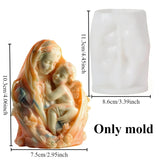 3D Virgem Maria Deusa Embring Menino Silicone Molde, Coração Anjo, Cimento Concreto Gesso Moldes, Dia das Mães Presente, Ação de Graças
