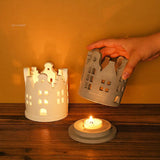 3D Ring House Silicone Moldes para Resina Concreto, Castelo de Janela Oca, Castiçal Molde, Casa Em Forma De Ornamento, Decoração De Gesso