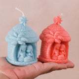 3D Silicone Vela Mold, Religioso Natividade Mold, Aromaterapie, Stone House Scene, Estátua Retrato, Santo Religioso, Material do feriado