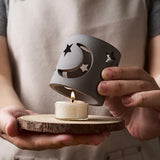 Hollow Star Moon Silicone Candle Holder Mold, gesso DIY, Concreto Criativo Forma Redonda Castiçal, Chá Wax Holder Mold, Decoração de casa