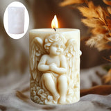 3d asa anjo alívio cilindro vela molde de silicone anjo de páscoa flor estátua cilindro resina molde de silicone artesanato moldes de gesso