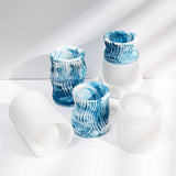 Listrado Vela Jar Silicone Mold, DIY Handmade Superfície Flor Irregular, Torção Padrão de Onda, Caneta Titular, Molde Vaso, Decoração de Casa Artesanato