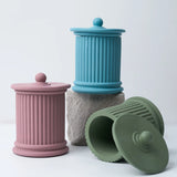 Roman Pilar Stripe Cup Moldes De Silicone, Handmade Frasco De Vela Redonda Com Kit De Tampa, Pen Holder, DIY Vaso, Molde De Cimento De Gesso, Decoração De Casa