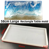Molde de silicone de resina epóxi oval grande, 63cm, mesa elíptica de rio, resina de silicone, molde de mesa retangular redondo