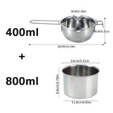 5 pçs 400ml/800ml pote de derretimento cera vela fazendo conjunto 600ml escala copo medição alça longa divisão carregamento mistura colher termômetro