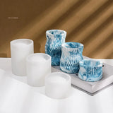 Listrado Vela Jar Silicone Mold, DIY Handmade Superfície Flor Irregular, Torção Padrão de Onda, Caneta Titular, Molde Vaso, Decoração de Casa Artesanato