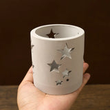 Suporte de vela cilíndrico com estrela, molde de silicone para atmosfera diy, suporte de cera de chá, castiçal de concreto, molde artesanal, decoração de casa