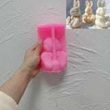 Molde de vela de silicone coelho dourado, dois designs, coelho sentado, animal, cera de soja, resina, decoração de casa de páscoa
