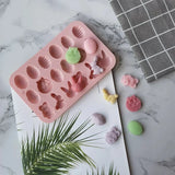 Molde de silicone 18-cavidade para páscoa, ferramentas de cozimento, chocolate, páscoa, páscoa, páscoa, bolo, cozimento, cozimento, 1pc