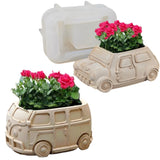 3d carro planta suculenta vaso de resina molde de silicone bonito dos desenhos animados caixa de armazenamento de carro vela copo concreto gesso molde de silicone