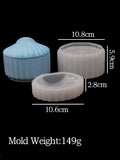 Molde De Silicone Com Tampa, Concha Listrada 3D, Frasco De Vela Perfumada, Caixa De Armazenamento De Concreto De Gesso, Molde De Resina, Artesanato DIY, Decoração De Casa
