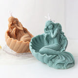 Dormir Sereia Vela Molde Silicone Conch Mulher Sabão Resina Gesso Molde Corpo Humano Gelo Chocolate Baking Set Home Decor Presentes