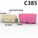 3d carro planta suculenta vaso de resina molde de silicone bonito dos desenhos animados caixa de armazenamento de carro vela copo concreto gesso molde de silicone
