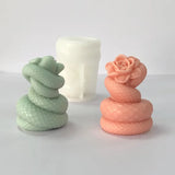 Silicone Snake Candle Mold para Halloween Decor, 3D, Rosa, Flor, Cobra, Resina, Aromaterapia, Cobras, Resina, Gesso