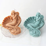 Dormir Sereia Vela Molde Silicone Conch Mulher Sabão Resina Gesso Molde Corpo Humano Gelo Chocolate Baking Set Home Decor Presentes
