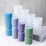 Vertical Stripe Silicone Vela Molde, DIY Geométrica Cilíndrica Vela Perfumada, Gesso Derramando Resina Molde, Mesa Home Decor, Novo