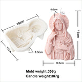 Virgem Maria Silicone Vela Mold, Figura Míica Ocidental, Deusa Maria Estátua, Escultura, Cimento Concreto, Molde de gesso, 2D Grande