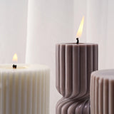 Vertical Stripe Silicone Vela Molde, DIY Geométrica Cilíndrica Vela Perfumada, Gesso Derramando Resina Molde, Mesa Home Decor, Novo