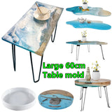Molde de silicone de resina epóxi oval grande, 63cm, mesa elíptica de rio, resina de silicone, molde de mesa retangular redondo