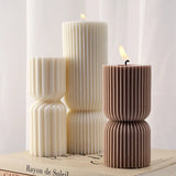 Vertical Stripe Silicone Vela Molde, DIY Geométrica Cilíndrica Vela Perfumada, Gesso Derramando Resina Molde, Mesa Home Decor, Novo