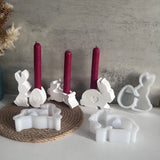 Diy coelho castiçal molde de silicone coelhinho da páscoa aroma castiçal molde gesso gotejamento ornamento decoração festa em casa presentes de páscoa