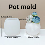 Molde De Vaso Listrado De Silicone Suporte De Vela De Cimento Concreto, vaso De Plantas Suculentas Circulares, Molde De Gesso DIY