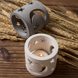Hollow Star Moon Silicone Candle Holder Mold, gesso DIY, Concreto Criativo Forma Redonda Castiçal, Chá Wax Holder Mold, Decoração de casa