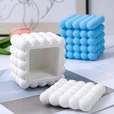 Silicone Bubble Cube Box com Tampa, 3D Rubik's Cube, Vela Jar, Gesso, Recipiente De Armazenamento De Concreto, Resina Epóxi Mold, Home Decor