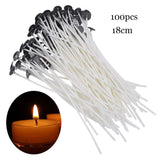 Pavio de vela sem fumaça, 8-20 cm, 100 pavio de algodão pré-encerado, alta qualidade com peça de suporte de metal, faça você mesmo, ferramentas de fabricação de velas artesanais