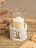 Coelho de páscoa castiçal molde de silicone bonito coelho oco tealight castiçal concreto gesso resina fundição moldes decoração para casa