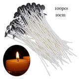 Pavio de vela sem fumaça, 8-20 cm, 100 pavio de algodão pré-encerado, alta qualidade com peça de suporte de metal, faça você mesmo, ferramentas de fabricação de velas artesanais