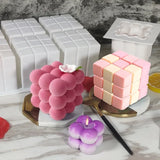 Molde de vela de silicone 3d cubo cozimento mousse bolo molde diy bolha quadrada sobremesa moldes cozinha bakeware acessórios grau alimentício