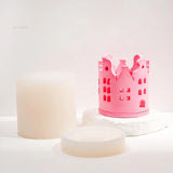 3D Ring House Silicone Moldes para Resina Concreto, Castelo de Janela Oca, Castiçal Molde, Casa Em Forma De Ornamento, Decoração De Gesso