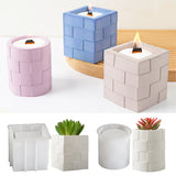 Molde de vela perfumada em mosaico, molde de silicone, faça você mesmo, quadrado, redondo, suporte de caneta, vaso de flores, molde de resina, gesso criativo, artesanato, presente, decoração de casa