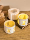 Coelho de páscoa castiçal molde de silicone bonito coelho oco tealight castiçal concreto gesso resina fundição moldes decoração para casa