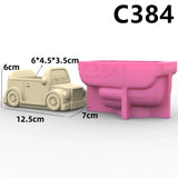3d carro planta suculenta vaso de resina molde de silicone bonito dos desenhos animados caixa de armazenamento de carro vela copo concreto gesso molde de silicone