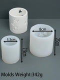 Suporte de vela cilíndrico com estrela, molde de silicone para atmosfera diy, suporte de cera de chá, castiçal de concreto, molde artesanal, decoração de casa