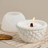 Cesta redonda de tecido, jarra de vela, molde de silicone, faça você mesmo, cesta de bambu, vaso de flores, tigela de armazenamento, gesso, molde de concreto, decoração de casa