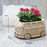 3d carro planta suculenta vaso de resina molde de silicone bonito dos desenhos animados caixa de armazenamento de carro vela copo concreto gesso molde de silicone