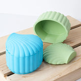 Molde De Silicone Com Tampa, Concha Listrada 3D, Frasco De Vela Perfumada, Caixa De Armazenamento De Concreto De Gesso, Molde De Resina, Artesanato DIY, Decoração De Casa