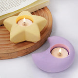 Silicone Mold Candle Holder para Home Decor, DIY Concrete Gipsita Candle Holder, Molde de resina epóxi, 3D Candlestick Crafts, Estrela, Lua, Coração
