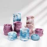 Listrado Vela Jar Silicone Mold, DIY Handmade Superfície Flor Irregular, Torção Padrão de Onda, Caneta Titular, Molde Vaso, Decoração de Casa Artesanato