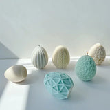Molde de vela de ovo 3d, faça você mesmo, 8 cavidades, ovos geométricos de páscoa, molde de vela perfumada, chocolate, gelo, decoração de casa, presente de páscoa