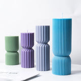 Vertical Stripe Silicone Vela Molde, DIY Geométrica Cilíndrica Vela Perfumada, Gesso Derramando Resina Molde, Mesa Home Decor, Novo