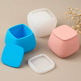 Molde De Silicone Com Tampa, Frasco Quadrado De Vela, Gesso De Concreto Artesanal, Caixa De Armazenamento De Fundição, Molde De Resina, Ornamentos Artesanais, DIY Home Decor