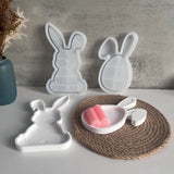 Bandeja de coelho molde de silicone diy coelhinho da páscoa concreto armazenamento de cimento prato molde placa de exibição de jóias moldes de fundição de resina de gesso