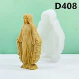 Virgem Maria Silicone Vela Mold, Figura Míica Ocidental, Deusa Maria Estátua, Escultura, Cimento Concreto, Molde de gesso, 2D Grande
