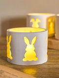 Coelho de páscoa castiçal molde de silicone bonito coelho oco tealight castiçal concreto gesso resina fundição moldes decoração para casa